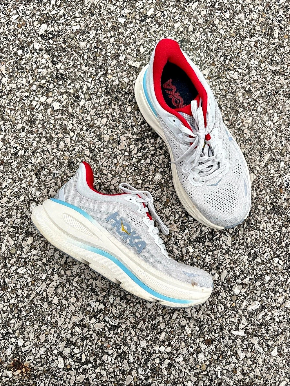 Hoka Bondi 9 Athletic Shoes White & Blue US 6 Women’s